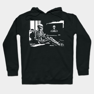 skeleton watching tv Hoodie